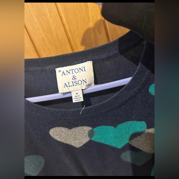 Long Sleeve Navy Love Heart Dress Size 12 - Picture 5 of 5